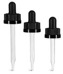 Black Child Resistant Droppers w/ Glass Pipettes   