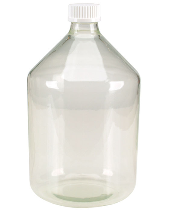 Clear Glass Reservoir Bottles, Safety Coated w/ White Screw Caps