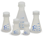 Polypropylene Plastic Erlenmeyer Flasks w/ Screw Caps