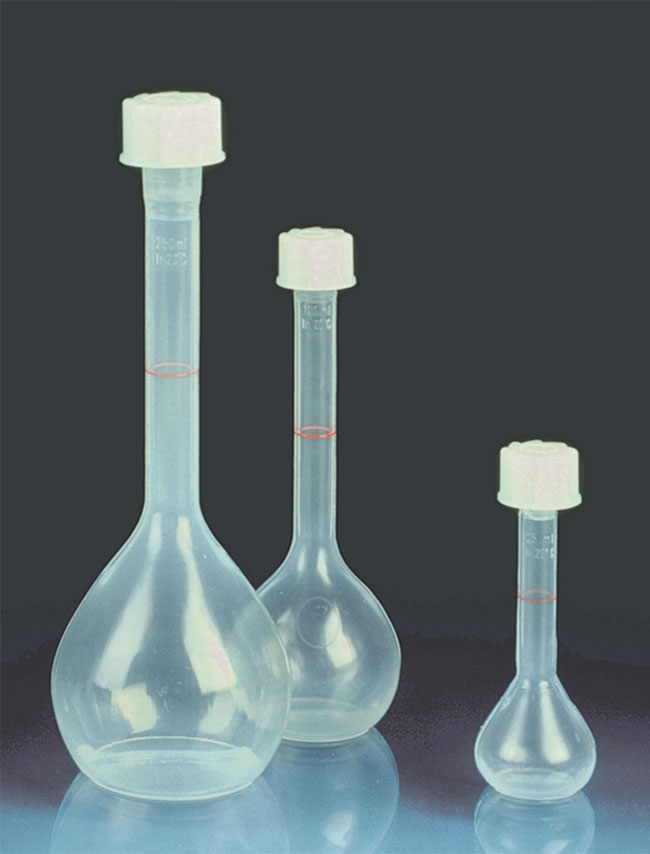 PMP Plastic Volumetric Flasks w/ Screw Closures