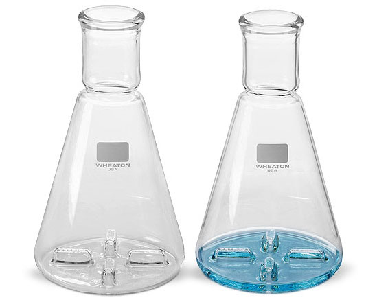 Glass Flasks, Clear Glass Shake Flasks w/ 4 Baffles