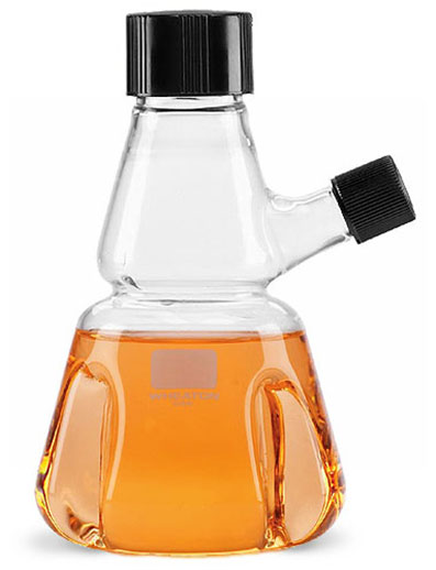 Clear Glass Trypsinizing Flasks w/ Pourout and Rubber-Lined Screw Caps