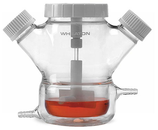 Celstir Spinner Flasks, Jacketed w/ Double Sidearm