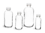 Flint Glass Lab Bottles w/ White Caps