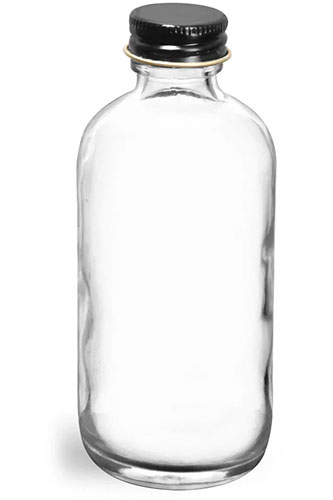 Flint Glass Lab Bottles w/ Black Caps