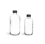 Flint Glass Lab Bottles w/ Black Caps
