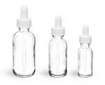 Clear Glass Bottles w/ White Bulb Glass Droppers