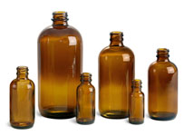 Glass Laboratory Bottles, Amber Glass Boston Rounds (Bulk)