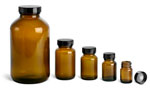 Amber Glass Lab Bottles w/ Black Caps