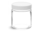 Clear Glass Jars w/ White Teflon Faced PE Lined Caps
