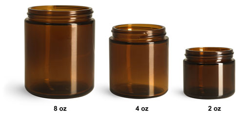 9oz Amber Glass Jars 70/400 (lid options listed)
