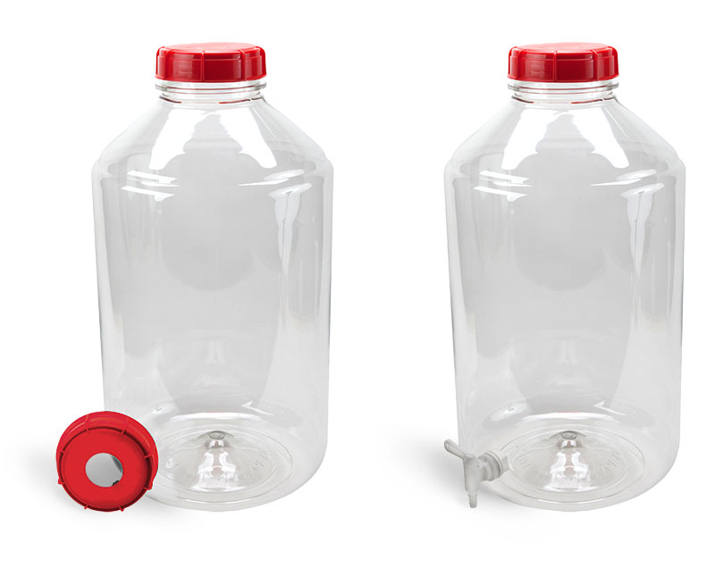 Plastic Carboys, 6 Gal Clear PET Carboys and Accessories     