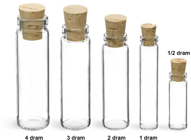 Glass Lab Vials, Clear Lip Lab Vials w/ Cork Stoppers 