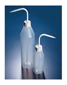 Wash Bottles, LDPE Sloped Shoulder Plastic Wash Bottles w/ White Caps  