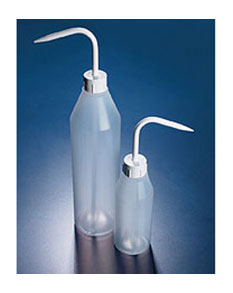 Wash Bottles, LDPE Sloped Shoulder Plastic Wash Bottles w/ White Caps