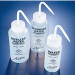 Wash Bottles, LDPE Wide Mouth Plastic Wash Bottles w/ Printed Labels