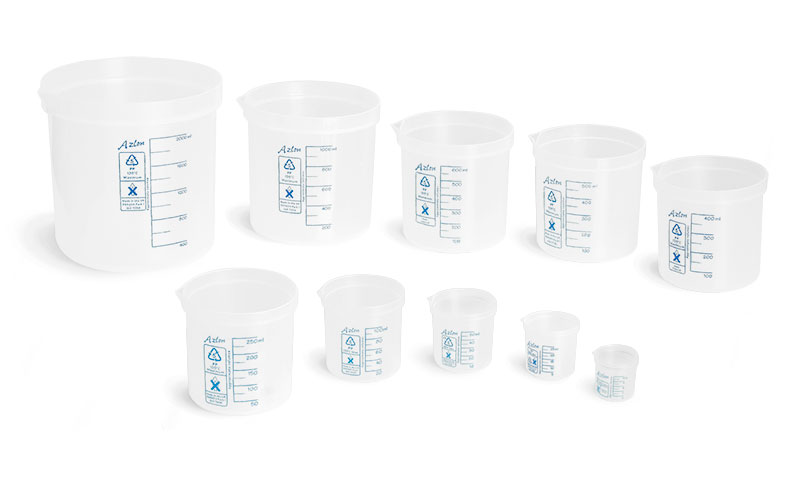 Polypropylene Plastic Beakers, Set of 10
