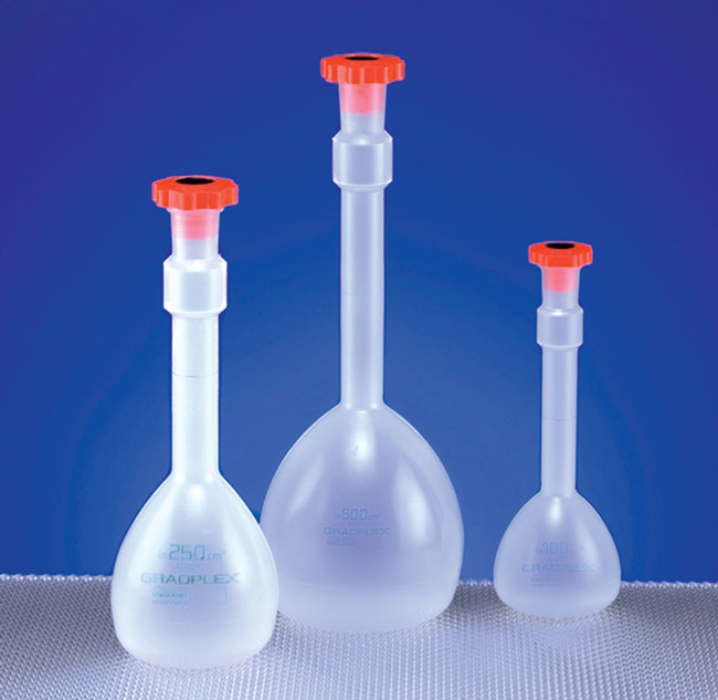 Polypropylene Plastic Volumetric Flasks w/ Stoppers