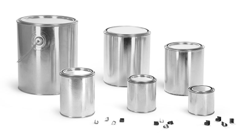 Paint Cans, Paint Cans With Plugs, Metal Can Clips, Clip Application Tools