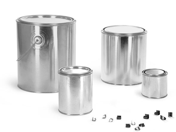 Paint Cans, Paint Cans With Plugs, Metal Can Clips, Clip Application Tools