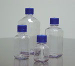 Clear Polycarbonate Plastic Square Media Bottles w/ Caps