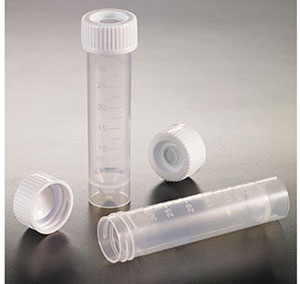 Sample Containers, 30 ml Natural PP Sample Tubes w/ White PE Caps