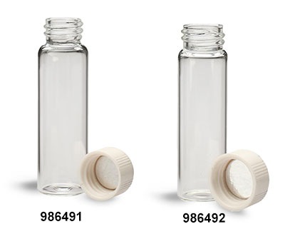 Glass Lab Vials, Clear Glass Scintillation Vials w/ Metal Foil Lined Urea Caps 