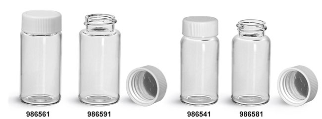 Scintillation Vials, Clear Glass Scintillation Vials w/ Metal Foil Lined Polypro Caps    