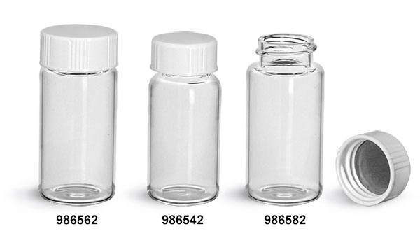Glass Lab Vials, Clear Glass Scintillation Vials w/ Metal Foil Lined Urea Caps 