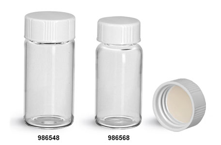 Glass Lab Vials, Clear Glass Scintillation Vials w/ PE Lined Urea Caps 