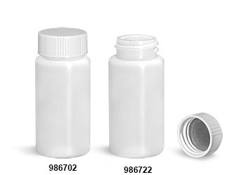 Plastic Lab Vials, Natural HDPE Scintillation Vials w/ White Metal Foil Lined Urea Caps 