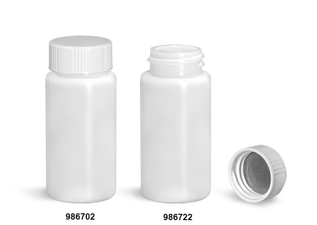 Plastic Lab Vials, Natural HDPE Scintillation Vials w/ White Metal Foil Lined Urea Caps 