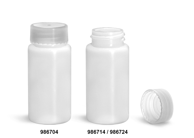 Plastic Lab Vials, Natural HDPE Scintillation Vials w/ Natural Unlined PE Caps 