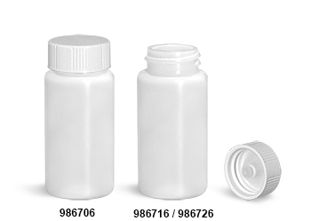 Plastic Lab Vials, Natural HDPE Scintillation Vials w/ White Polyseal Cone Lined Urea Caps 
