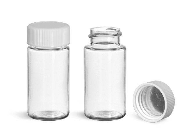 20 ml - 22/400  Scintillation Vials, Clear PET Scintillation Vials w/ Metal Foil Lined Polypro Caps (Caps Attached)