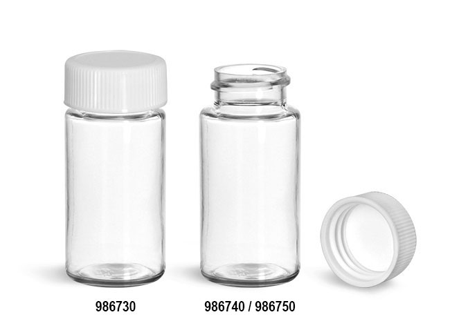 Plastic Lab Vials, Clear PET Scintillation Vials w/ PE-F217 Lined Polypropylene Caps 