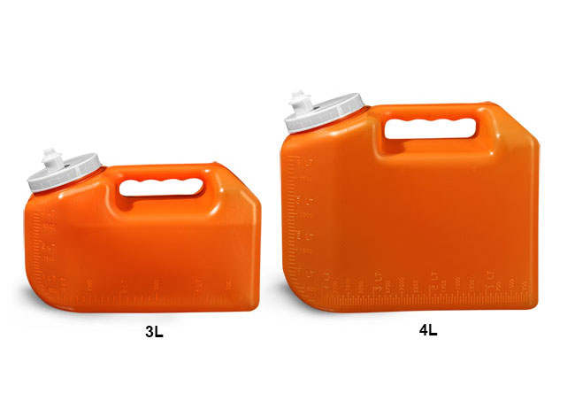 Lab Bottles, 24 Hour Urine Collection, HDPE Orange Bottle, Spout Cap  