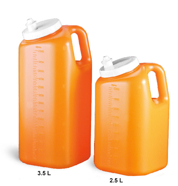 Lab Bottles, 24 Hour Urine Collection, HDPE Orange Bottle, Spout Cap    