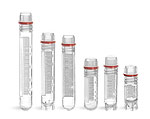 Plastic Lab Vials, Sterile Polypropylene Cryogenic Vials w/ Red Silicone O-Ring Seal and Caps
