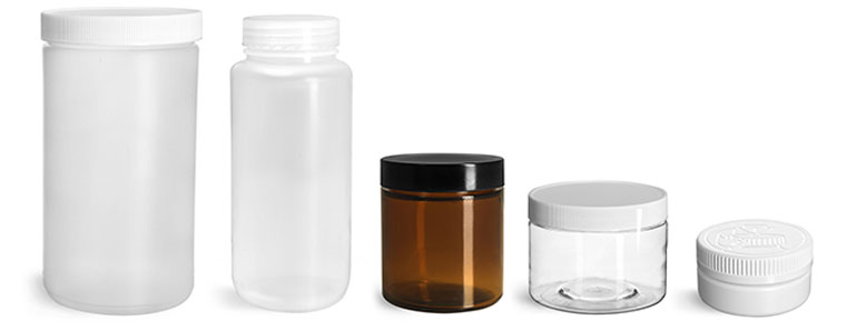 SKS Science Products - Laboratory Glass Jars, Clear Straight Sided Glass  Jars With White Polypropylene Ribbed Lined Caps