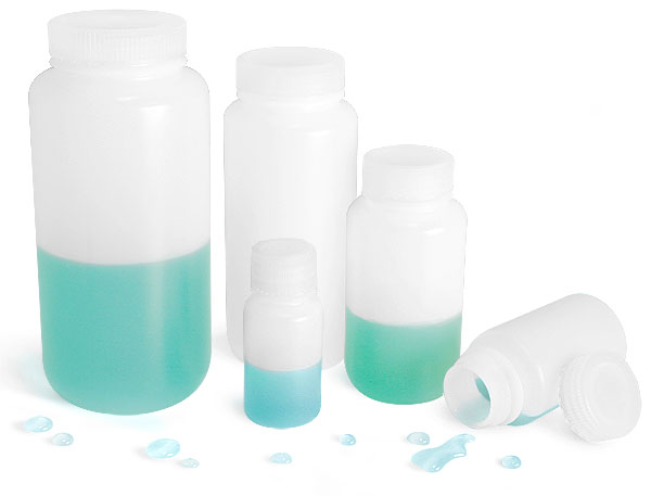 SKS Science Products - Lab Bottles, Leak Proof, Natural Polypro Wide Mouth  Water Bottles w/ Plastic Caps